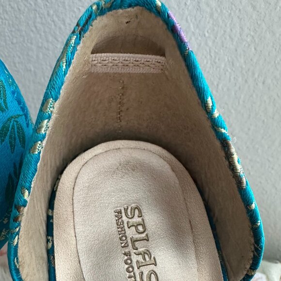 NWT | Splash Fashion Turquoise Satin Floral Heels | Size 7 - Picture 9 of 9